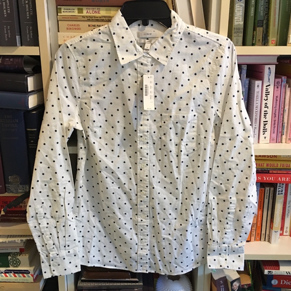 J Crew Polka Dot Button Down Shirt
